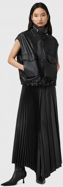 Sukňa AllSaints JAX čierna farba, midi, áčkový strih, W065RD