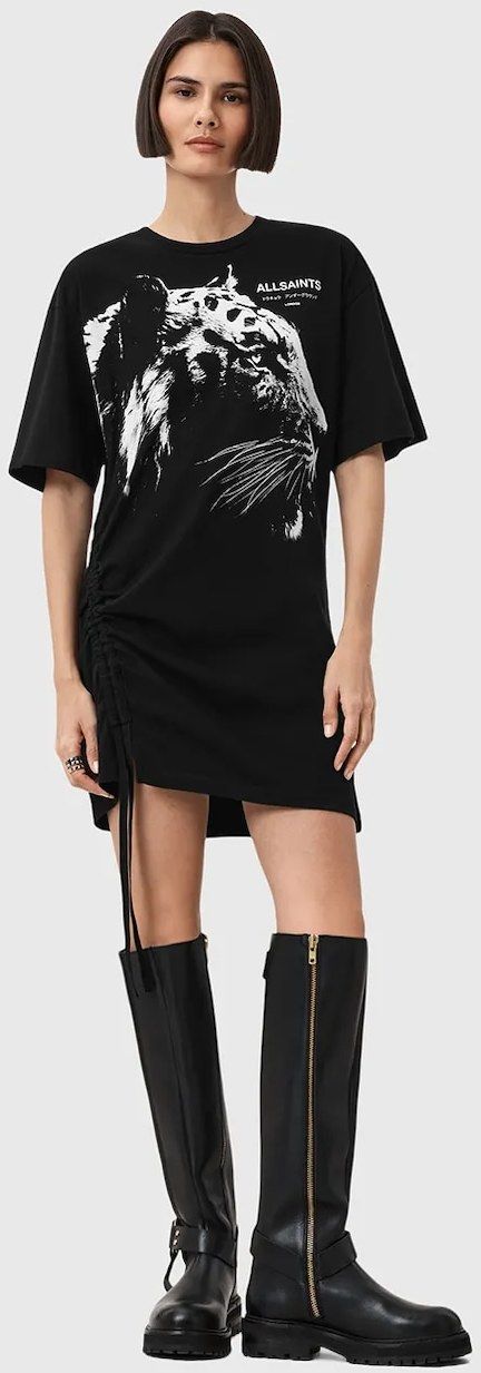 Bavlnené šaty AllSaints IVANA čierna farba, mini, oversize, W077DD