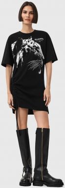 Bavlnené šaty AllSaints IVANA čierna farba, mini, oversize, W077DD