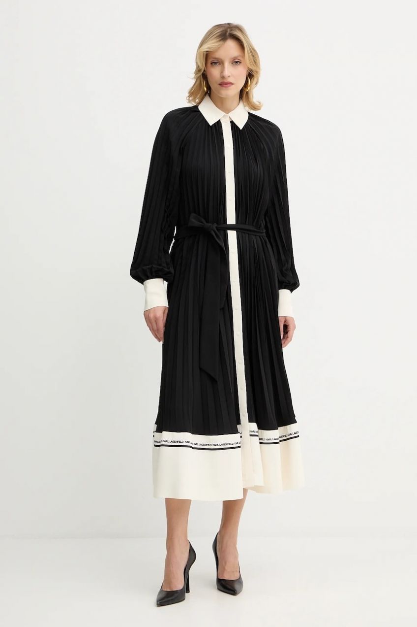 Šaty Karl Lagerfeld čierna farba, midi, oversize, A4W13047