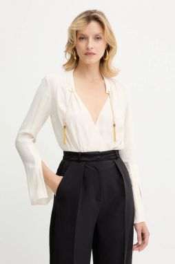 Blúzka Elisabetta Franchi béžová farba, jednofarebná, CB00557E2