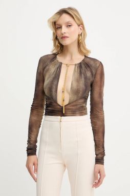 Body Elisabetta Franchi hnedá farba, vzorované, BO02057E2