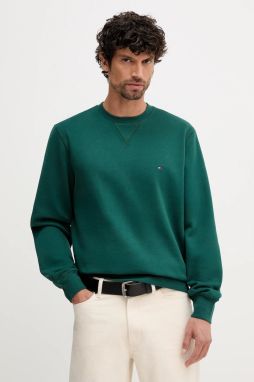 Mikina Tommy Hilfiger zelená farba, jednofarebná, MW0MW40000