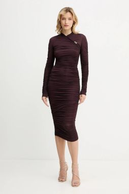 Šaty Elisabetta Franchi fialová farba, maxi, priliehavé, AB88857E2