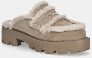 Semišové šľapky Guess YANETA béžová farba, FLFYAT SUE06