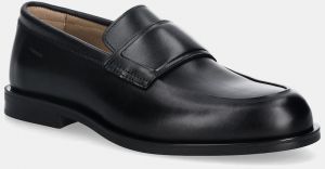 Kožené mokasíny Calvin Klein ESS RUBBER BAND LOAFER LTH čierna farba, HM0HM01923