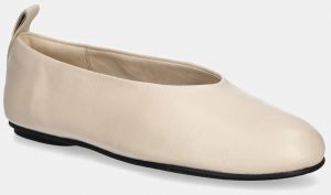 Kožené balerínky Calvin Klein Jeans BALLERINA LEATHER béžová farba, YW0YW01803