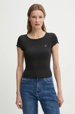 Tričko Tommy Jeans dámske, čierna farba, DW0DW20623