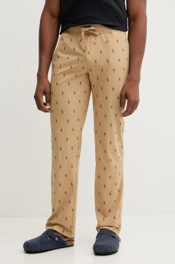 Bavlnené pyžamové nohavice Polo Ralph Lauren béžová farba, vzorovaná, 714899514