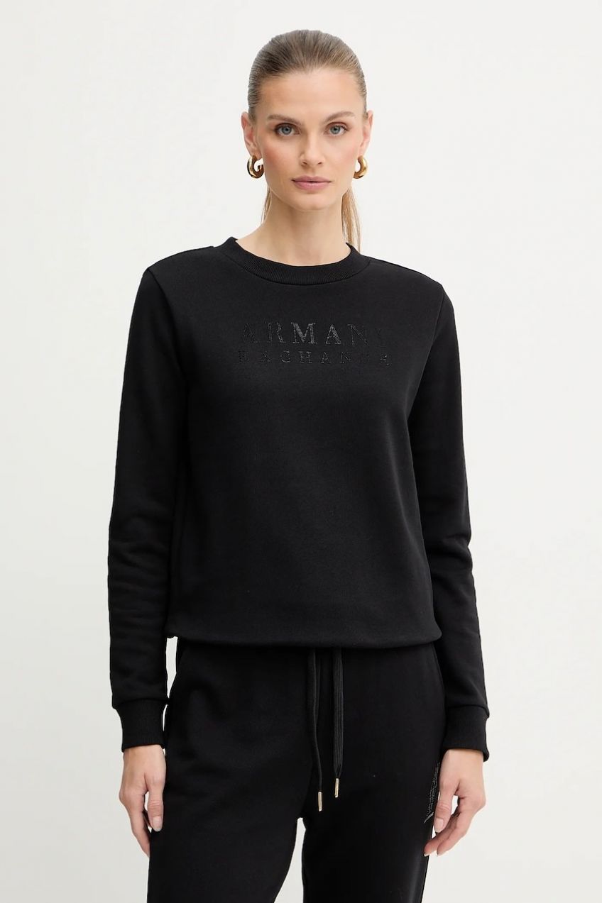 Bavlnená mikina Armani Exchange čierna farba, jednofarebná, XW000985 AF14284