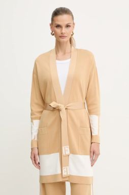 Kardigán Elisabetta Franchi béžová farba, ľahký, MK02S56E2