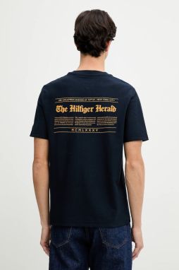 Bavlnené tričko Tommy Hilfiger pánske, tmavomodrá farba, s potlačou, MW0MW40008