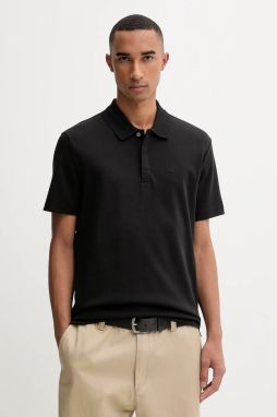 Bavlnené polo tričko Calvin Klein čierna farba, jednofarebné, LV04LD203G