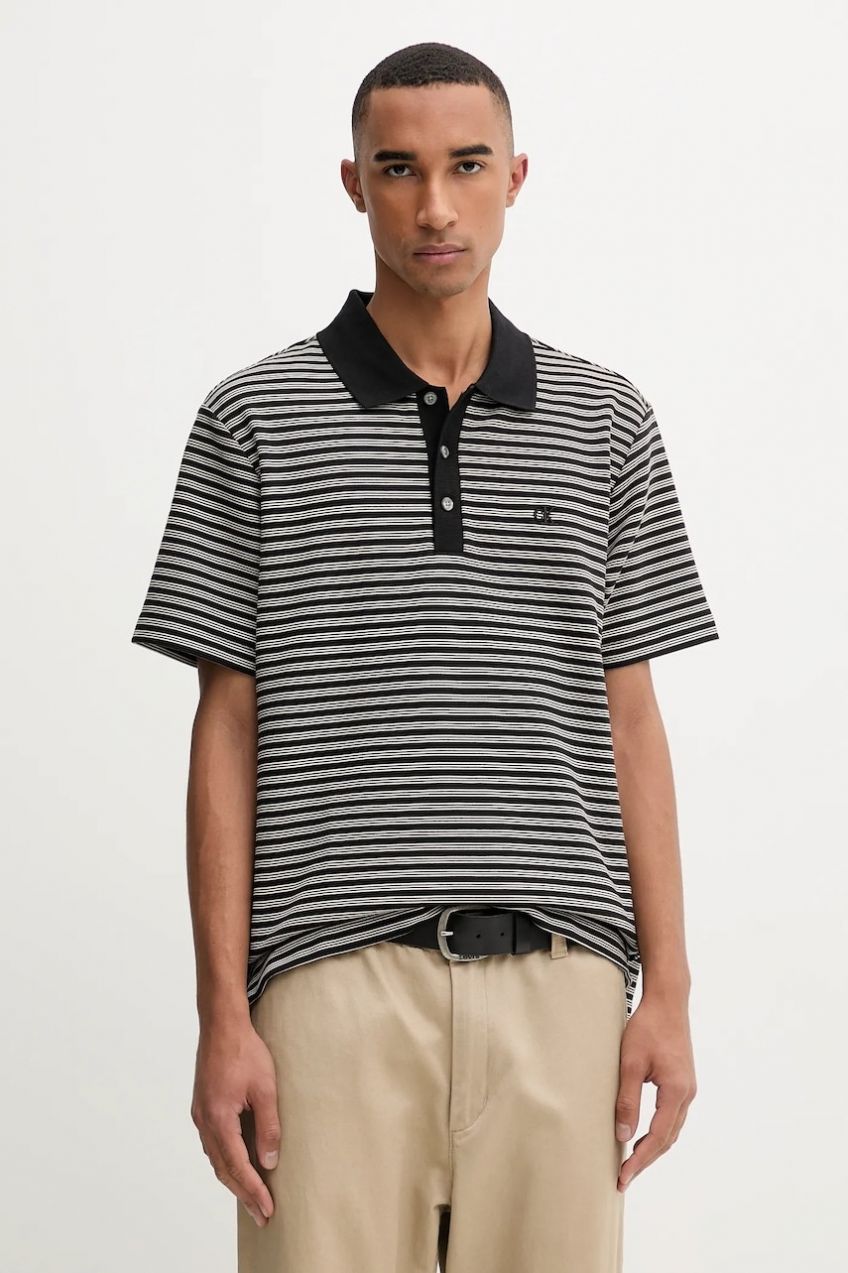 Polo tričko Calvin Klein pánske, čierna farba, vzorované, LV04LD205G