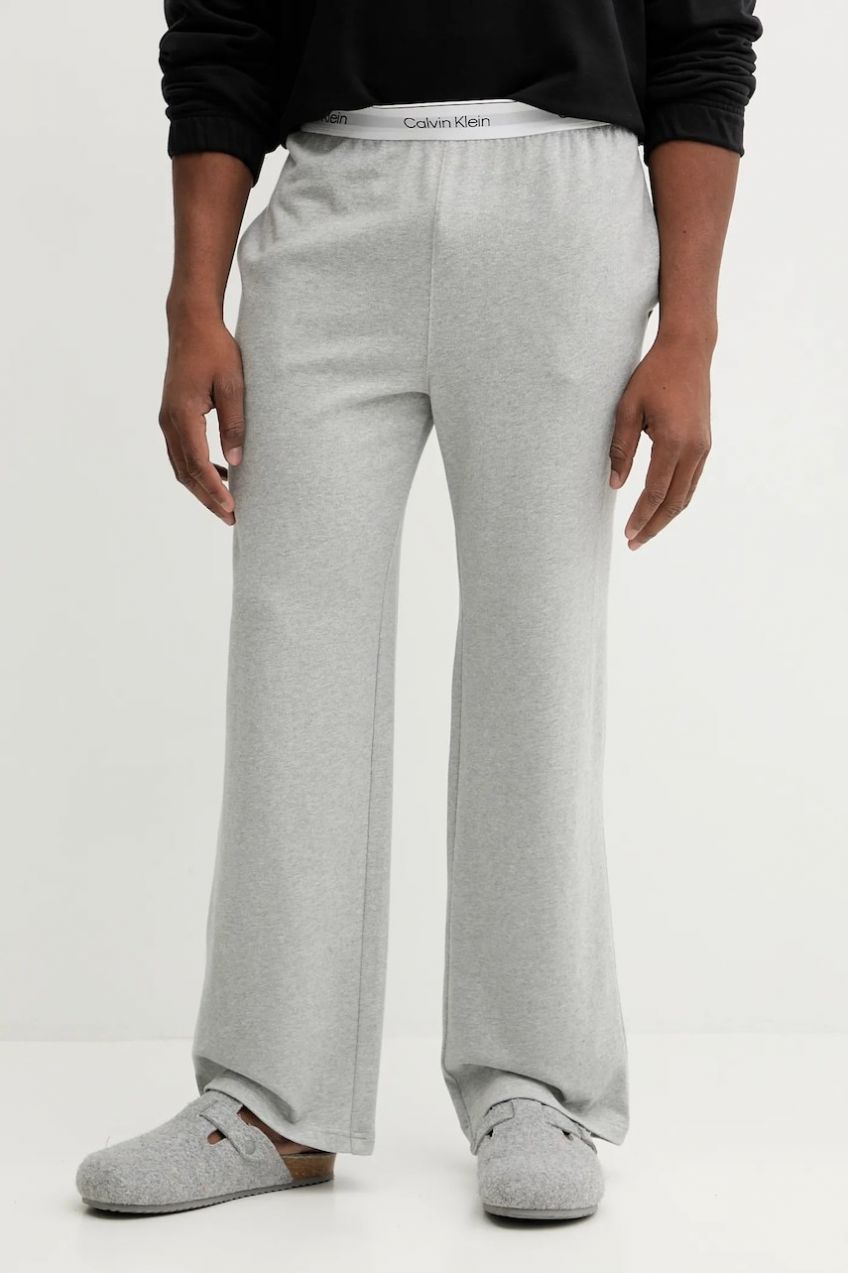 Bavlnené pyžamové nohavice Calvin Klein Underwear šedá farba, s potlačou, LV00NM2926