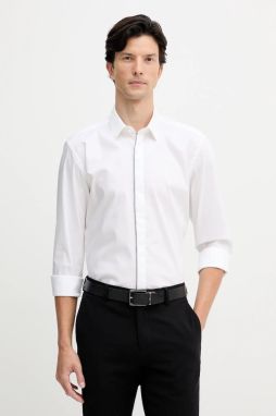 Bavlnená košeľa BOSS biela farba, slim, s klasickým golierom, 50545158