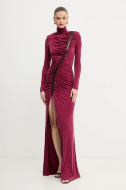 Šaty Elisabetta Franchi bordová farba, maxi, priliehavé, ABR0957E2