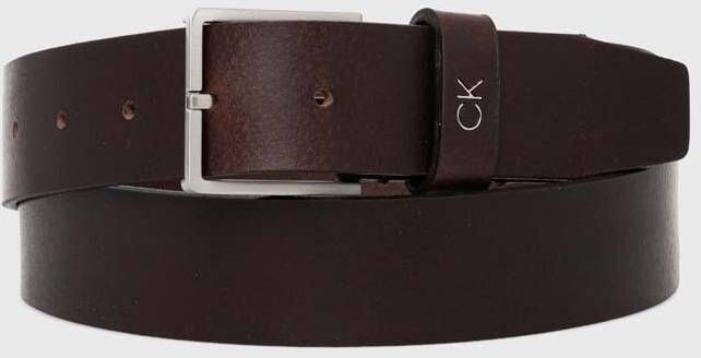 Kožený opasok Calvin Klein pánsky, hnedá farba, K50K510083