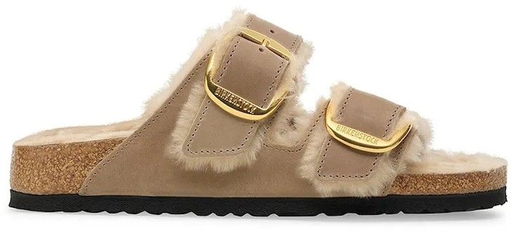 Semišové papuče Birkenstock Arizona Big Buckle Shearling béžová farba, 1030384
