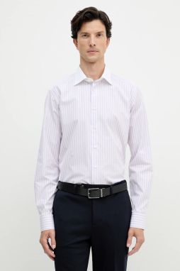 Bavlnená košeľa Eton ružová farba, slim, s klasickým golierom, 100013972
