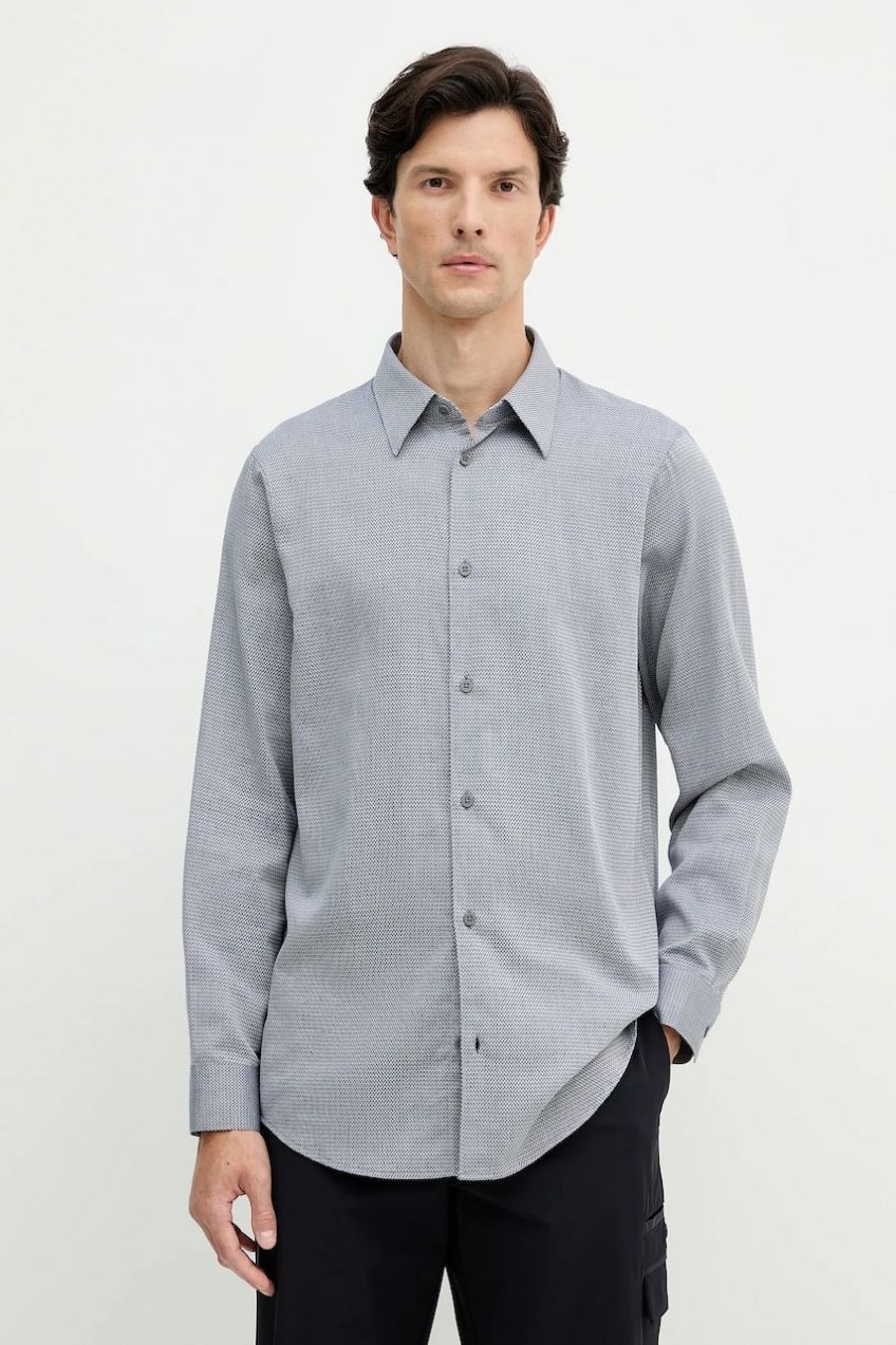 Bavlnená košeľa Armani Exchange modrá farba, regular, s klasickým golierom, XM001869 AF18837