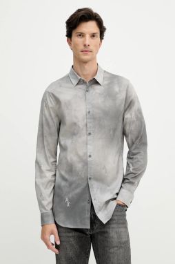 Košeľa Armani Exchange šedá farba, regular, s klasickým golierom, XM001956 AF13184