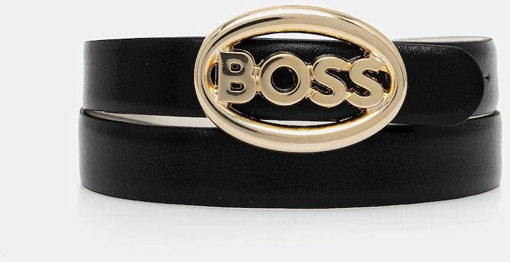 Obojstranný kožený opasok BOSS čierna farba, 50553376