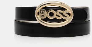 Obojstranný kožený opasok BOSS čierna farba, 50553376