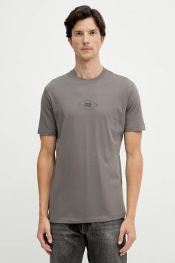 Bavlnené tričko Armani Exchange pánske, šedá farba, s potlačou, XM001442 AF10358