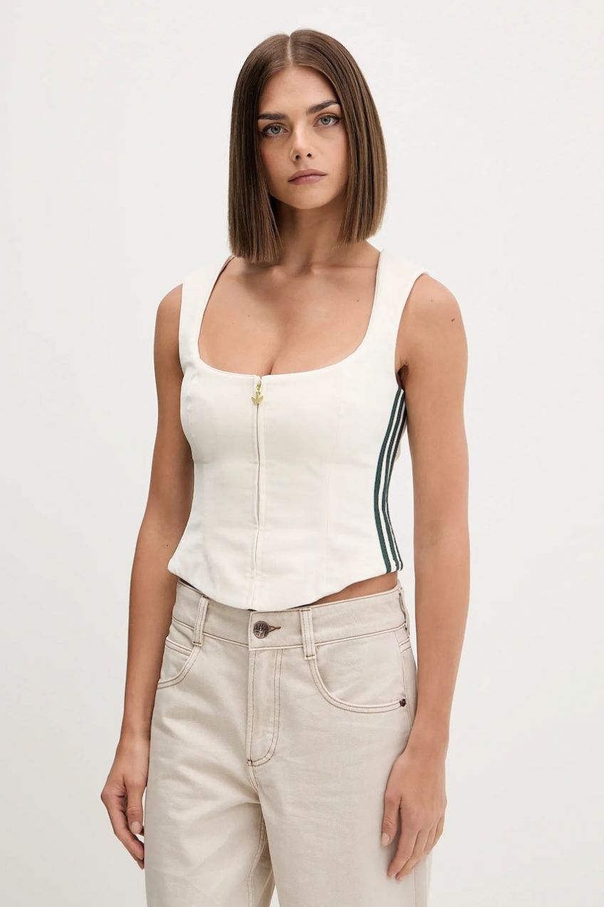 Top adidas Originals Velvet béžová farba, KF4692
