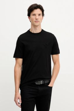 Bavlnené tričko Emporio Armani pánske, čierna farba, jednofarebné, EM002832 AF12955