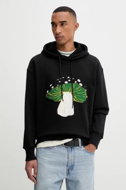 Bavlnená mikina MSGM čierna farba, s kapucňou, s nášivkou, 3940MM124.257795