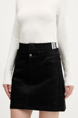Rifľová sukňa adidas Originals FB Utility čierna farba, mini, rovný strih, JX7593
