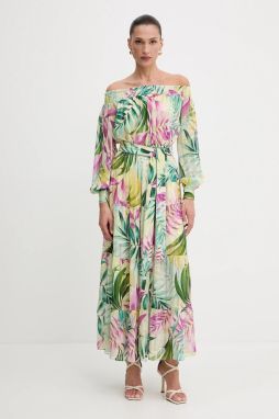 Šaty Guess JOSEE zelená farba, maxi, áčkový strih, W5GT16 WH9Z2