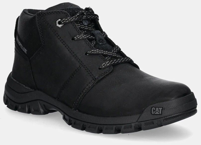 Kožené členkové topánky Caterpillar THRESHOLD CHUKKA pánske, čierna farba, P725952