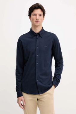 Bavlnená košeľa BOSS Orange zelená farba, slim, s golierom button-down, 50543089