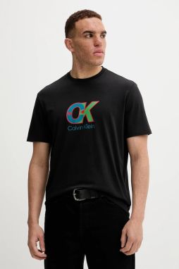 Bavlnené tričko Calvin Klein pánske, čierna farba, s potlačou, LV04RD821G