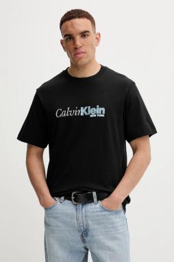 Bavlnené tričko Calvin Klein pánske, čierna farba, s potlačou, LV04RD822G