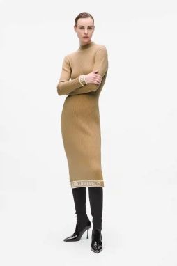 Šaty Karl Lagerfeld béžová farba, midi, priliehavé, A4W13028
