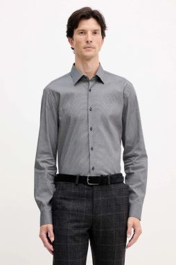 Košeľa BOSS čierna farba, slim, s klasickým golierom, 50551363