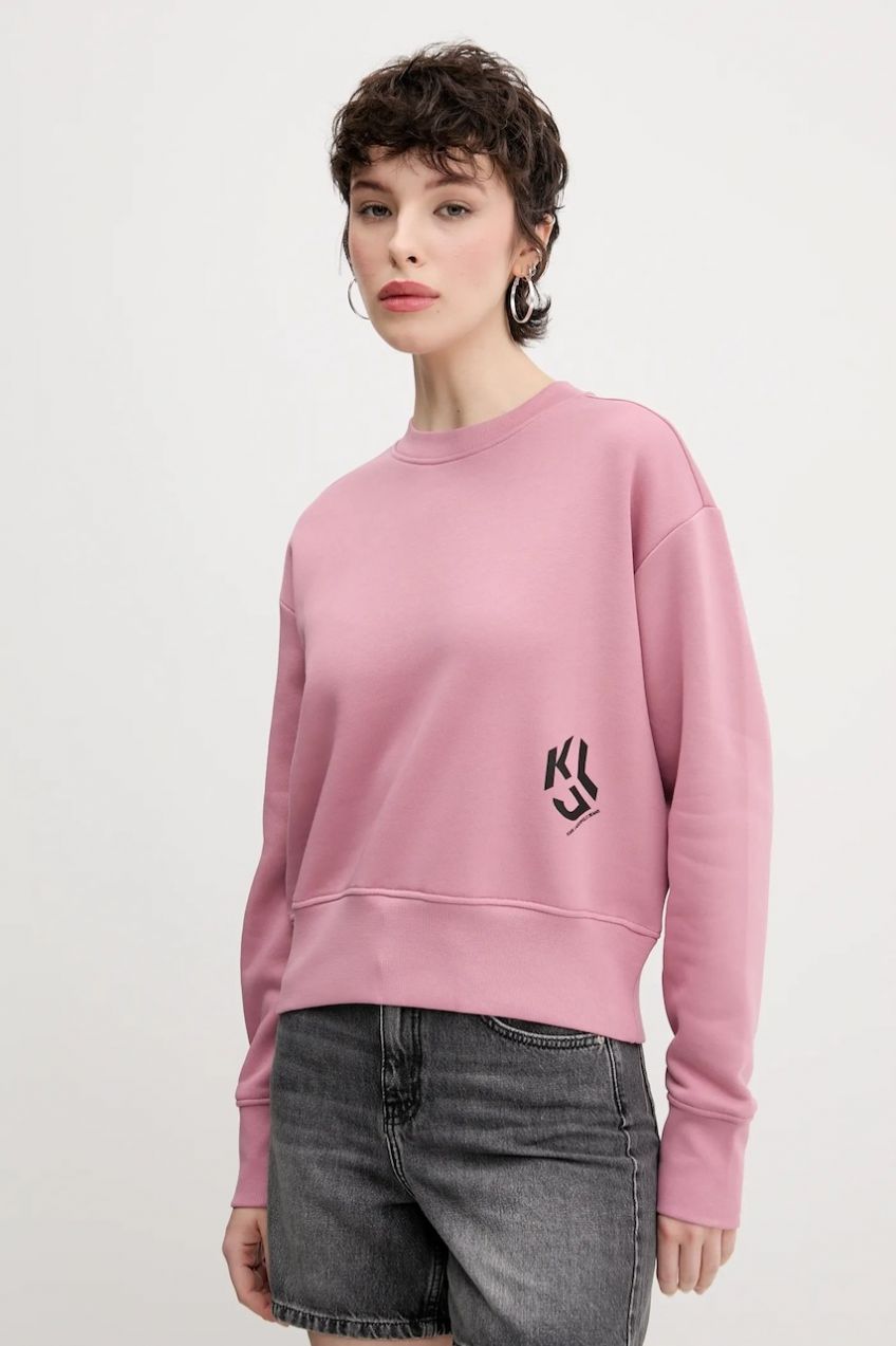 Mikina Karl Lagerfeld Jeans dámska, ružová farba, s potlačou, A2W20052