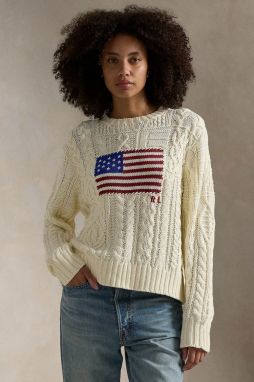 Bavlnený sveter Polo Ralph Lauren ARAN FLG PO dámsky, béžová farba, 211924430