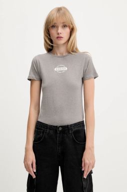 Bavlnené tričko Guess Jeans dámske, šedá farba, W5BI47 KCTX1