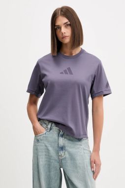Bavlnené tričko adidas adidas x Z.N.E dámske, fialová farba, JW7755