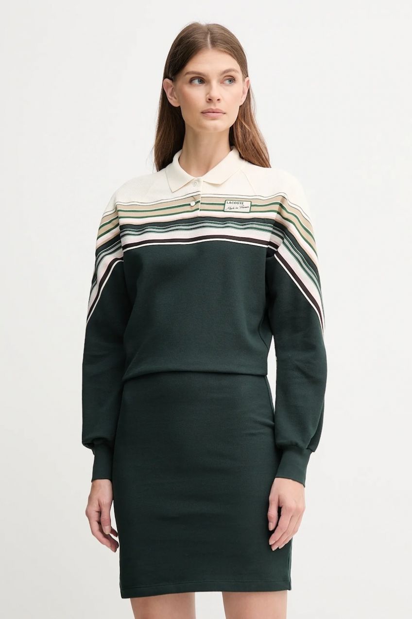 Šaty Lacoste zelená farba, mini, áčkový strih, EF5408