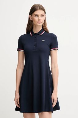 Šaty Lacoste tmavomodrá farba, mini, áčkový strih, EF5288