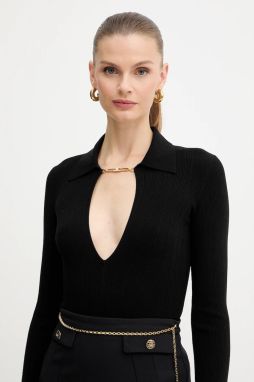 Sveter s prímesou hodvábu Elisabetta Franchi čierna farba, ľahký, MK09B56E2