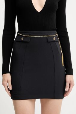 Sukňa Elisabetta Franchi čierna farba, mini, rovný strih, GO14857E2