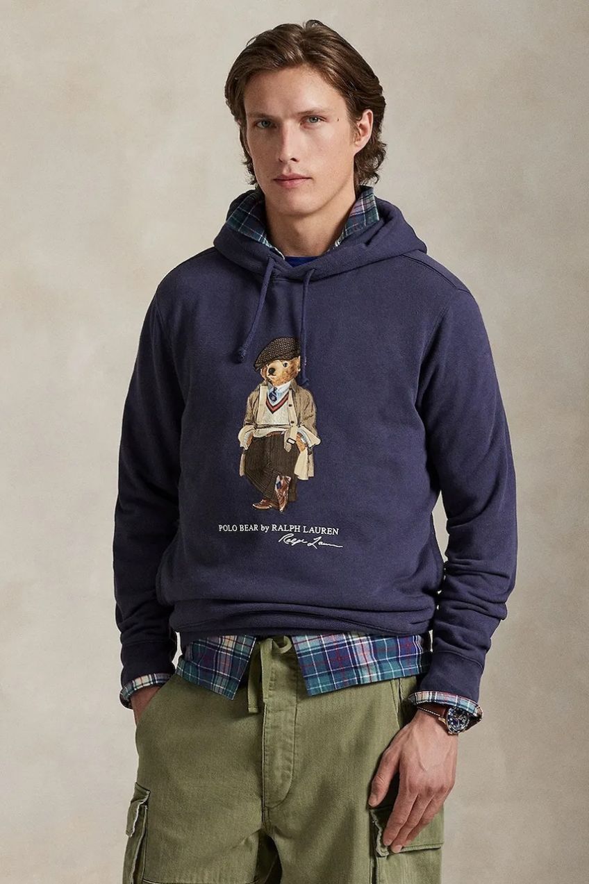Mikina Polo Ralph Lauren modrá farba, s potlačou, 710980314