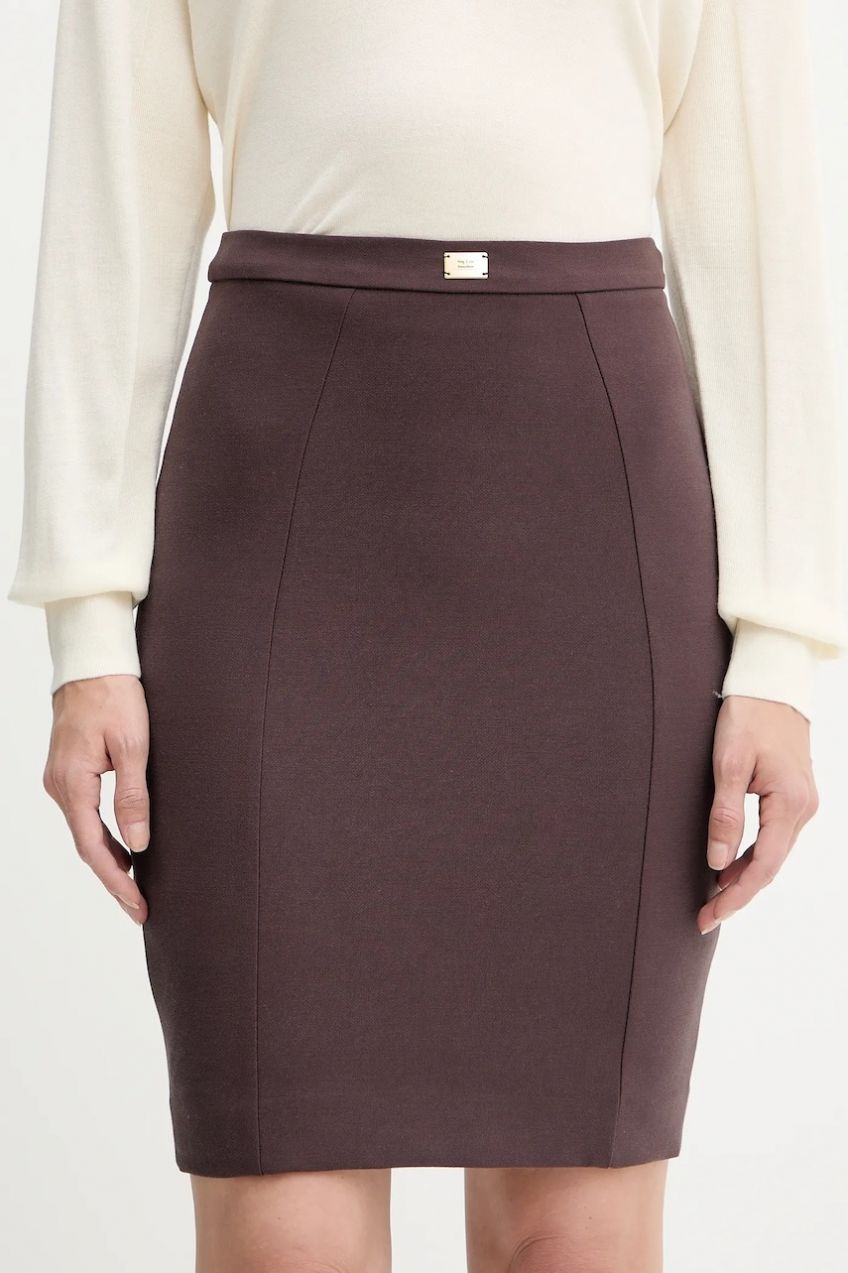 Sukňa Elisabetta Franchi bordová farba, mini, puzdrová, GO14757E2